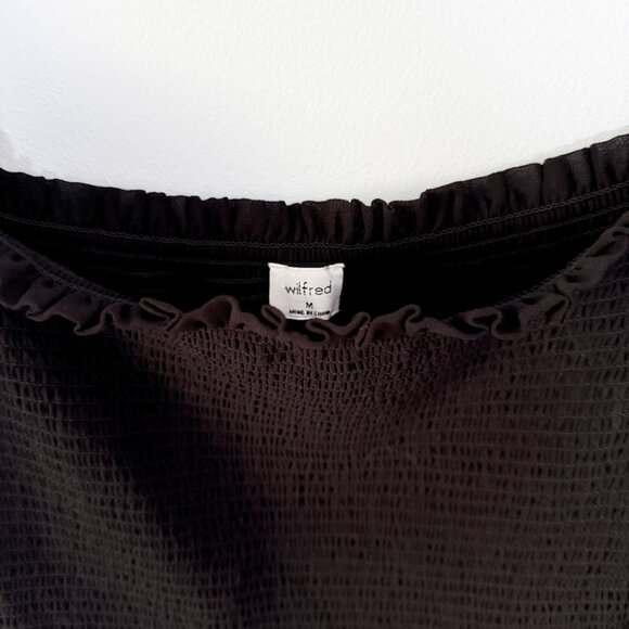 ARITZIA - WILFRED - New Tempest Smocked Chiffon Dress - Black - M - Picture 6 of 12